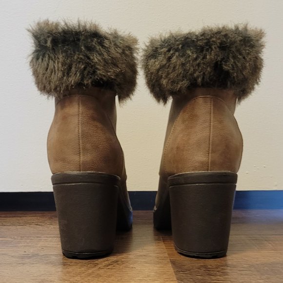 ❣️HP❣️ Just Fab Maricca cuff lace up block chunky heel brown ankle boot sz: 8 - Picture 8 of 10